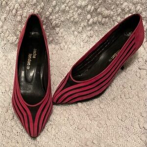 Vintage Sacha London Women's Pink and Black Kitten Heels